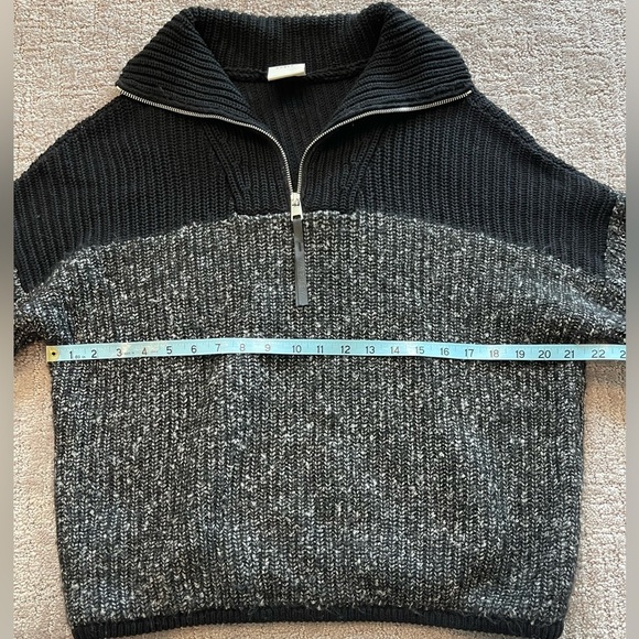 Varley Willard 1/2 Zip Knit Sweater, Black and Gray, High Neck, Relaxed, XS - Picture 10 of 16